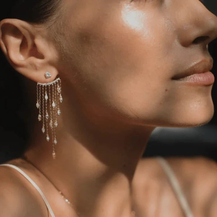 Chandelier Gold Plating Ear Jacket - ARTSY SILVER