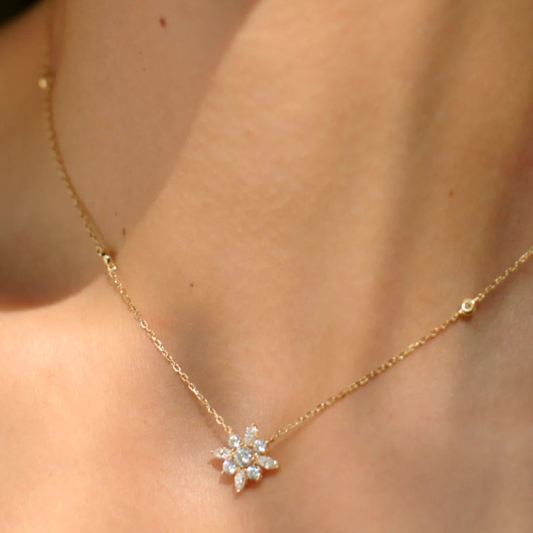 Fancy Gold Plated Zircon Stone Necklace And Earrings Set - ARTSY SILVER