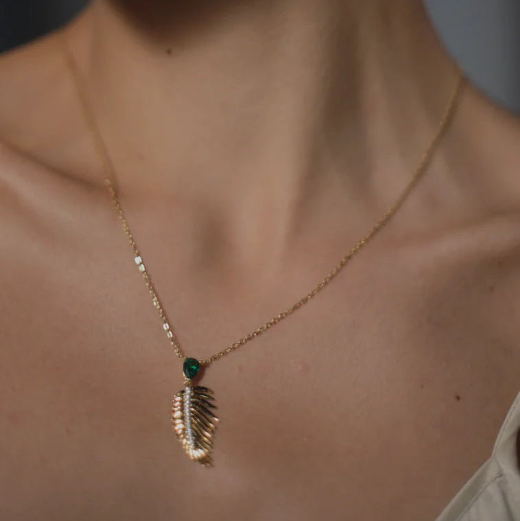 Palma Emerald Stone Necklace - ARTSY SILVER