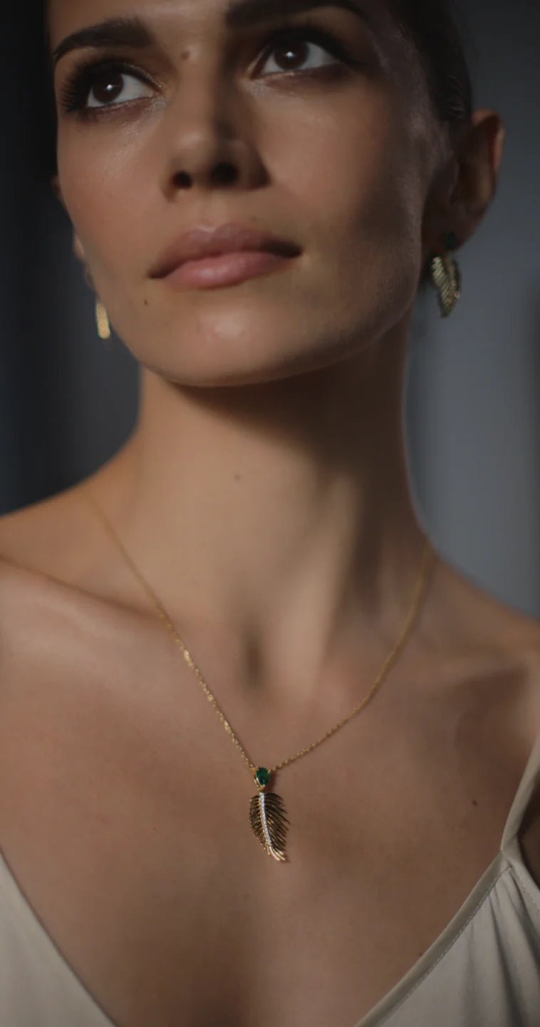 Palma Emerald Stone Necklace - ARTSY SILVER