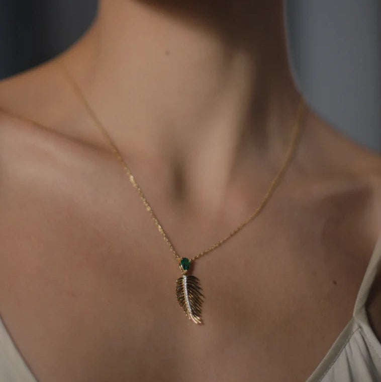 Palma Emerald Stone Necklace - ARTSY SILVER