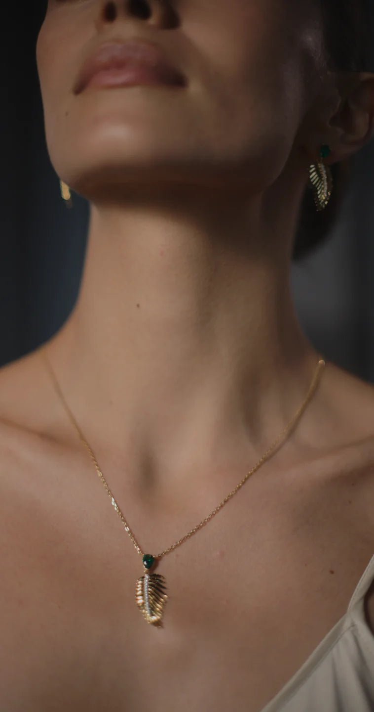 Palma Emerald Stone Necklace - ARTSY SILVER