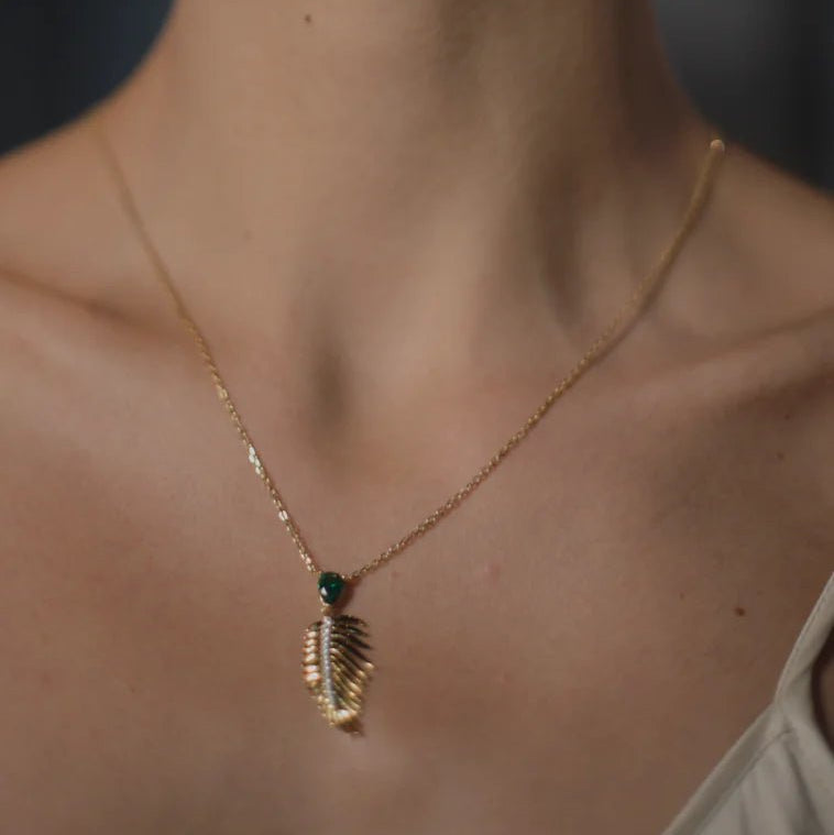 Palma Emerald Stone Necklace - ARTSY SILVER