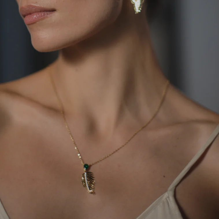 Palma Emerald Stone Necklace - ARTSY SILVER