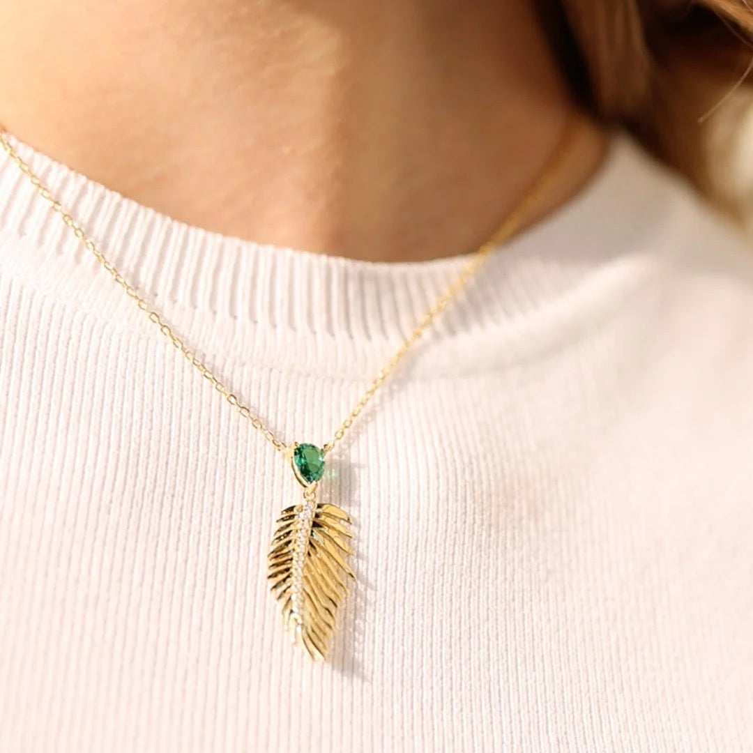 Palma Emerald Stone Necklace - ARTSY SILVER