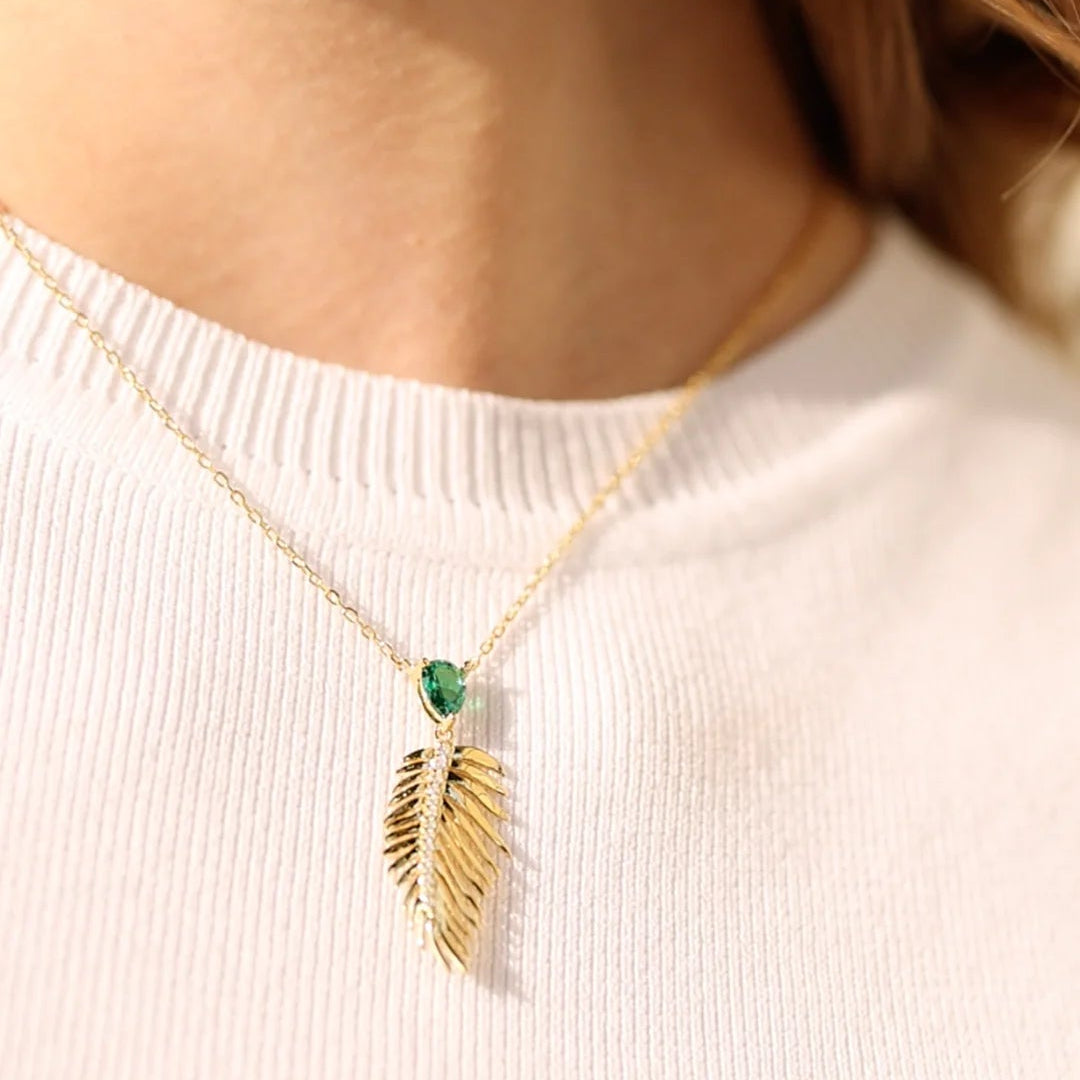 Palma Emerald Stone Necklace - ARTSY SILVER