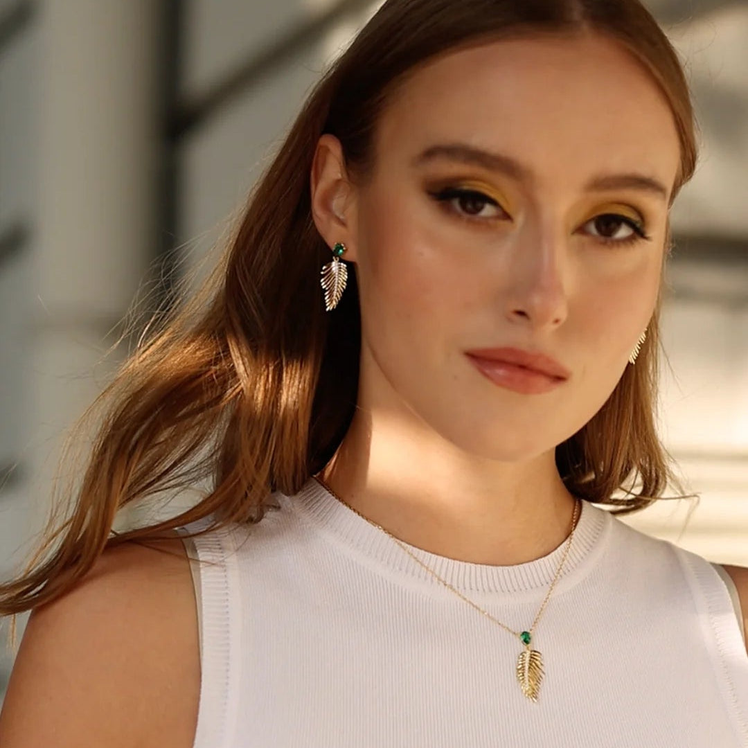 Palma Emerald Stone Necklace - ARTSY SILVER