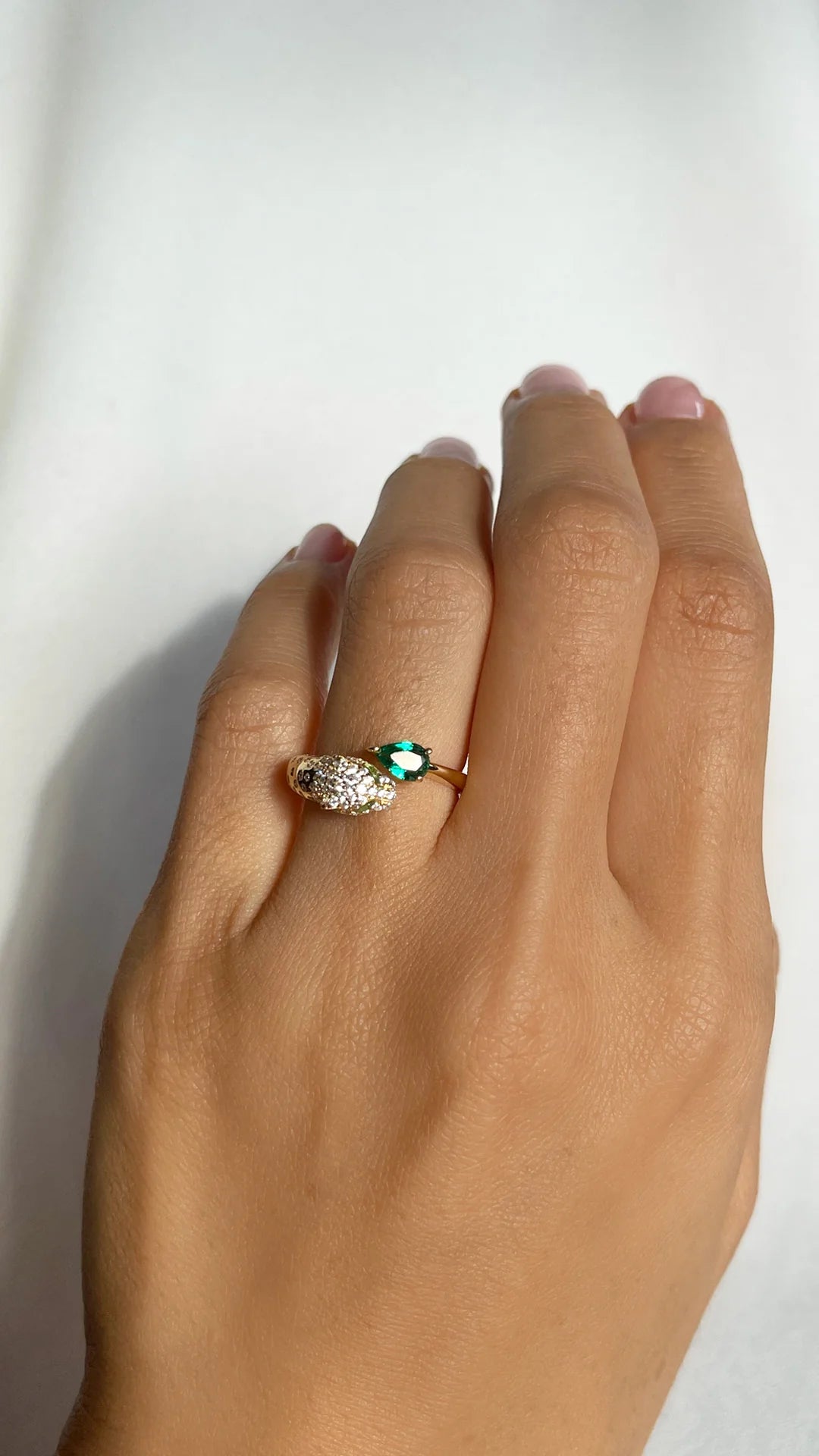 Emerald Stone Tiger Ring