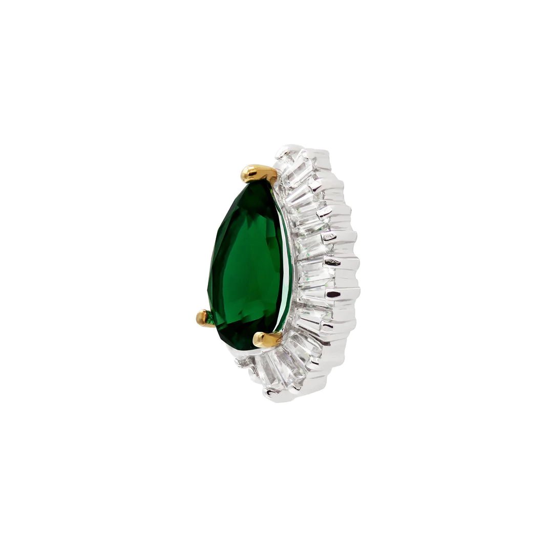 Emerald And Baguette Stones Necklace - ARTSY SILVER