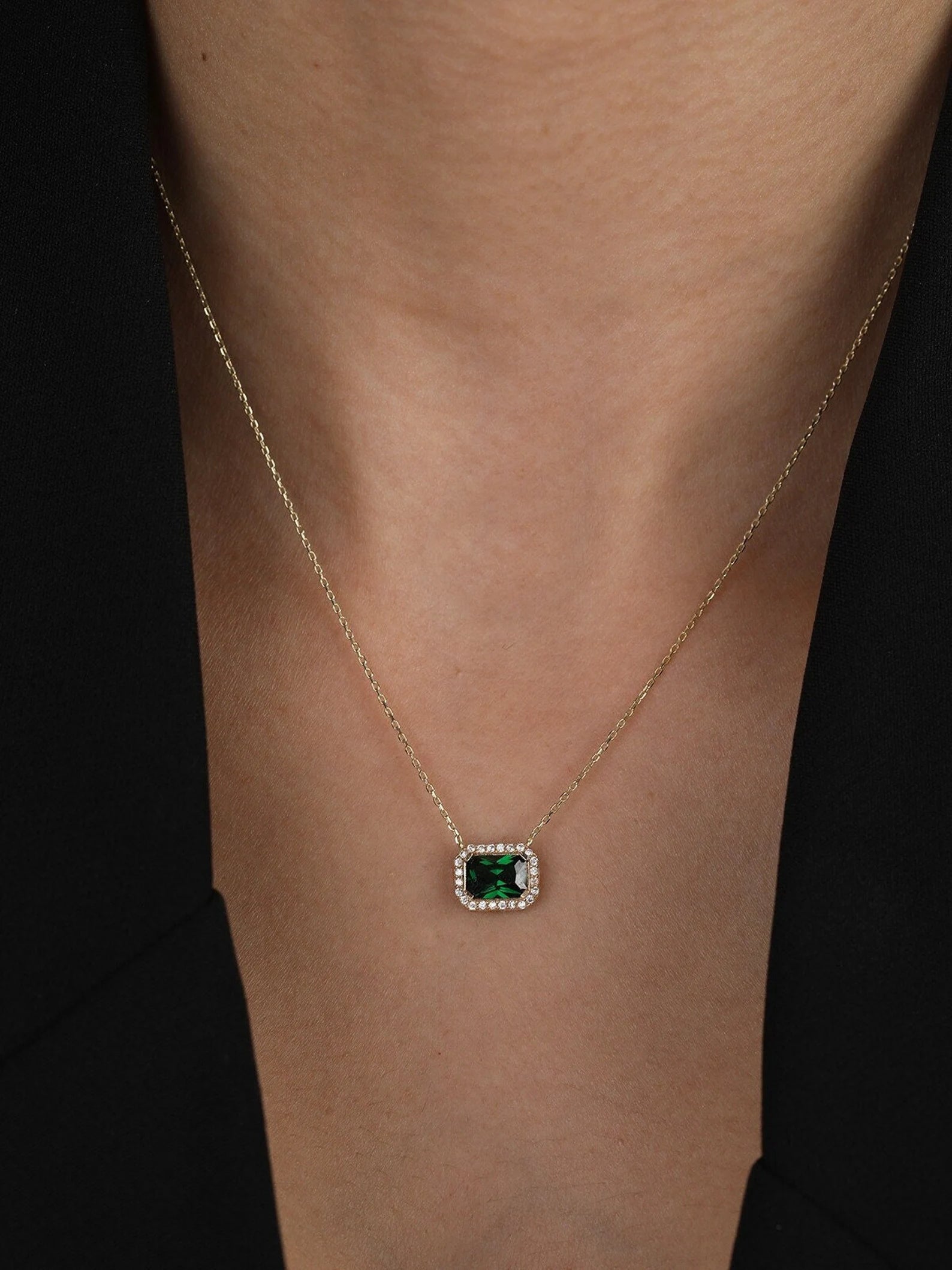 Emerald STONE Necklace GOLD PLATEWD