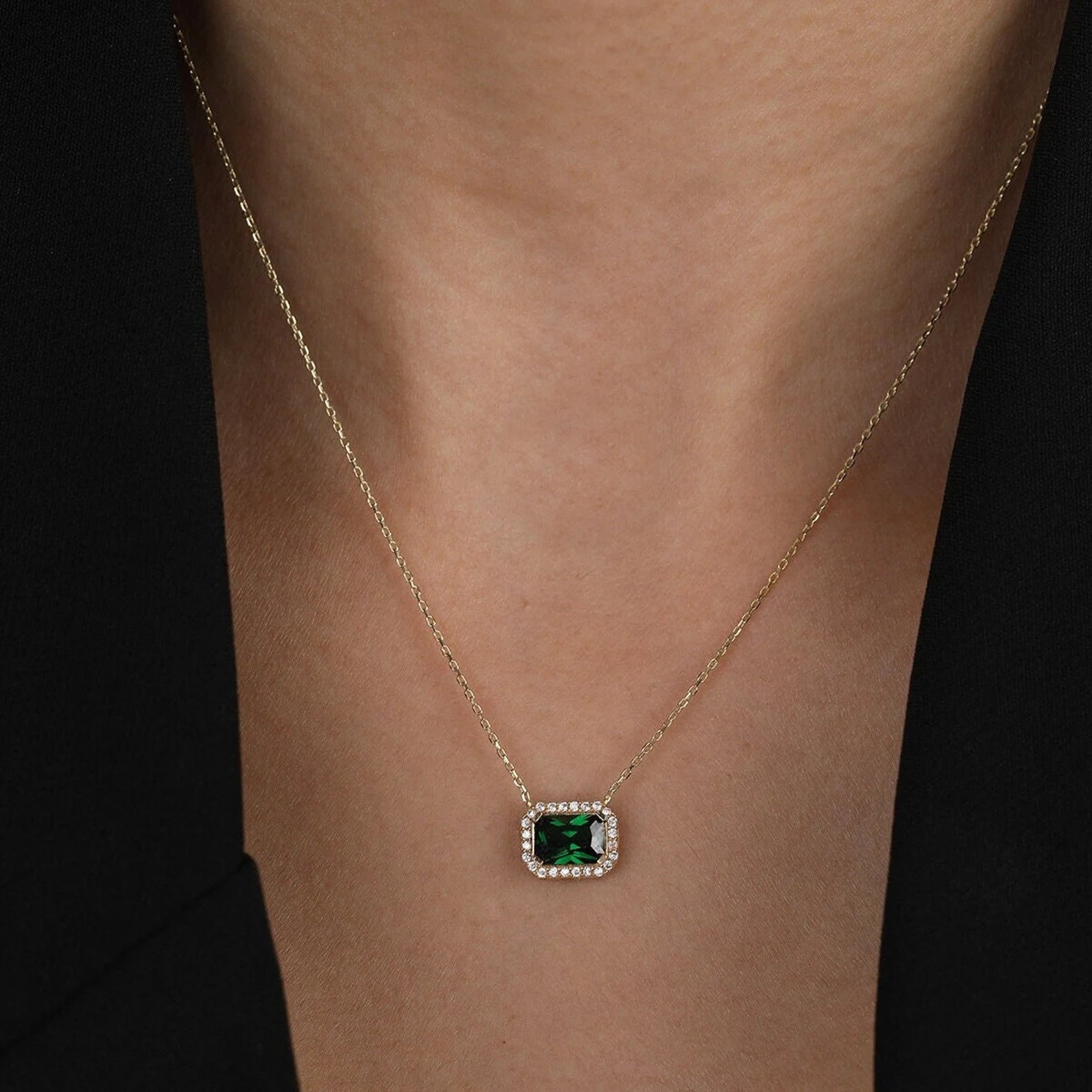 Emerald STONE Necklace GOLD PLATEWD