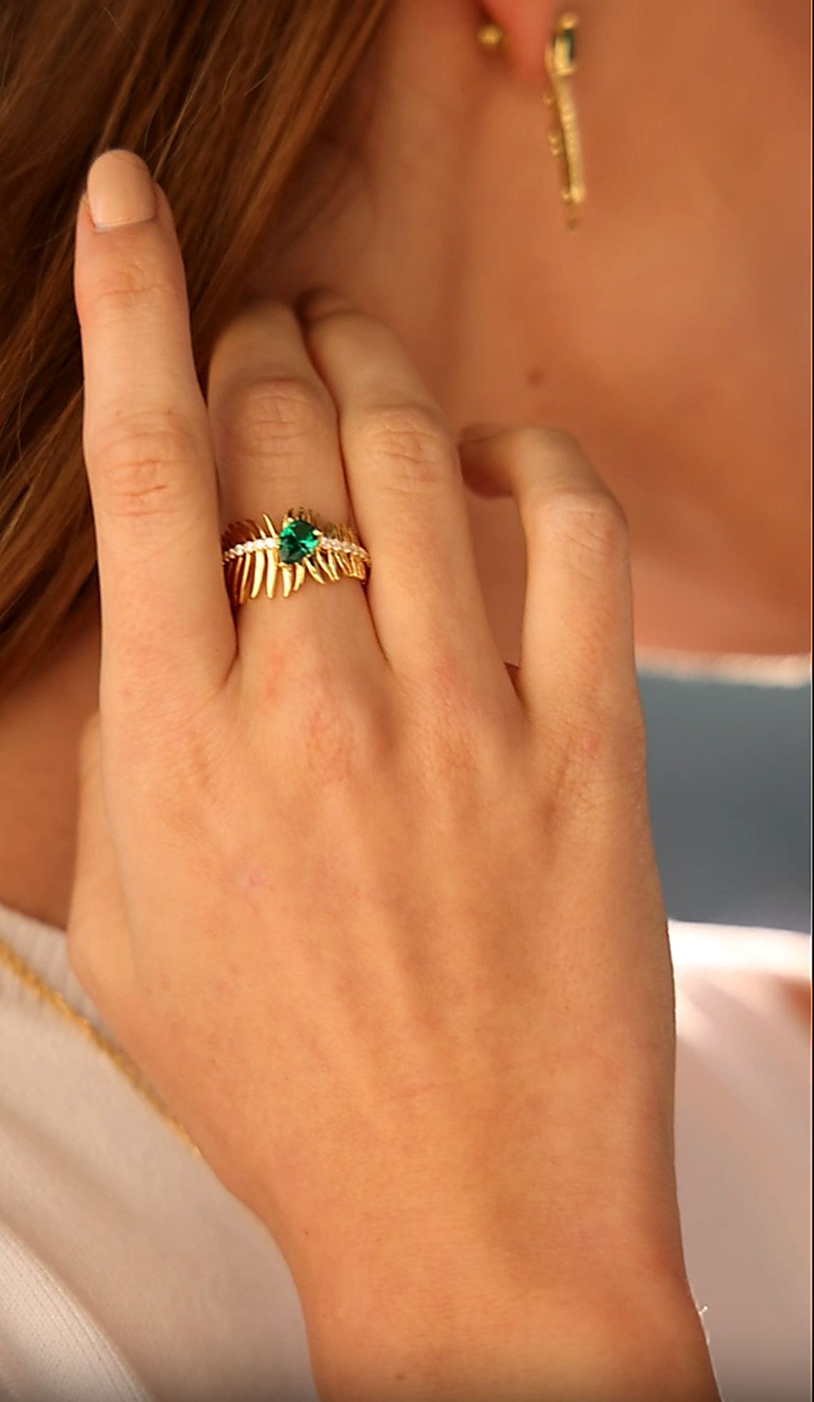 Emerald Stone Palma Ring