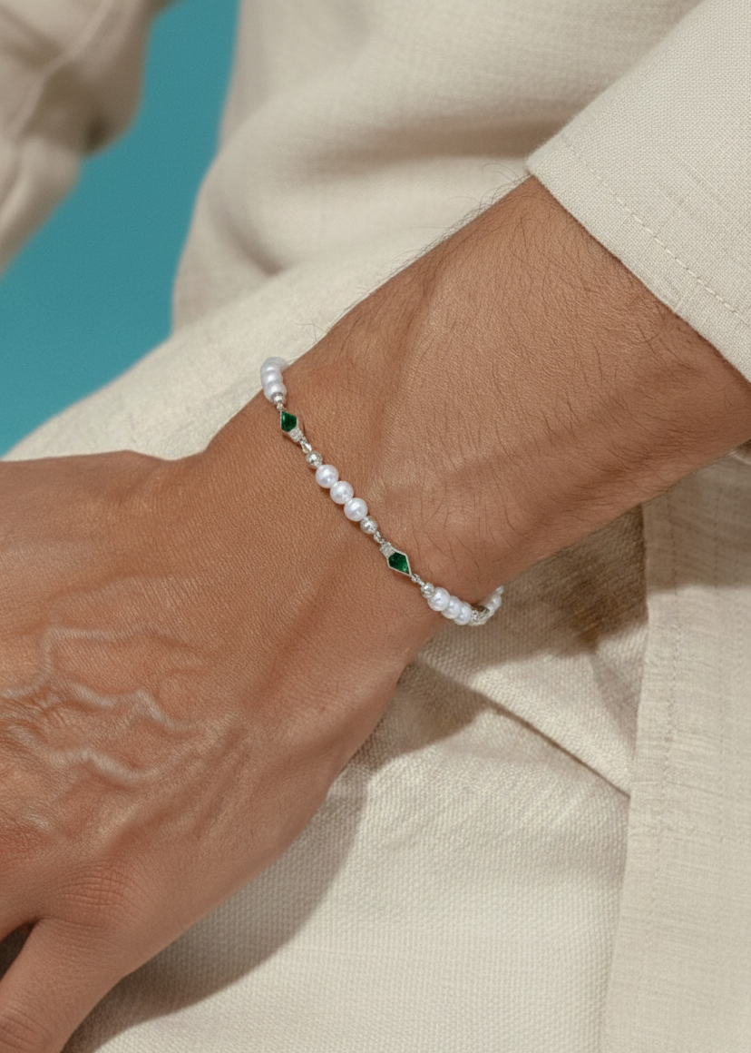 Emerald Pearl Men’s Bracelet