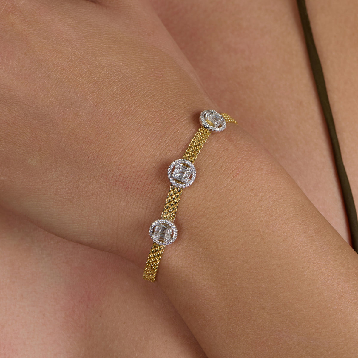 925 Sterling Silver with 18K Gold Plating -white zircon bracelet Woman's I ARTSY SILVER