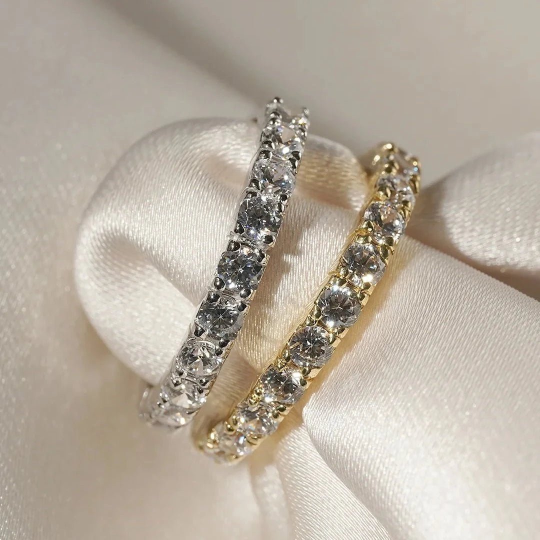 Fairy Lights Gold Plated Zircon Wedding Band - ARTSY SILVER