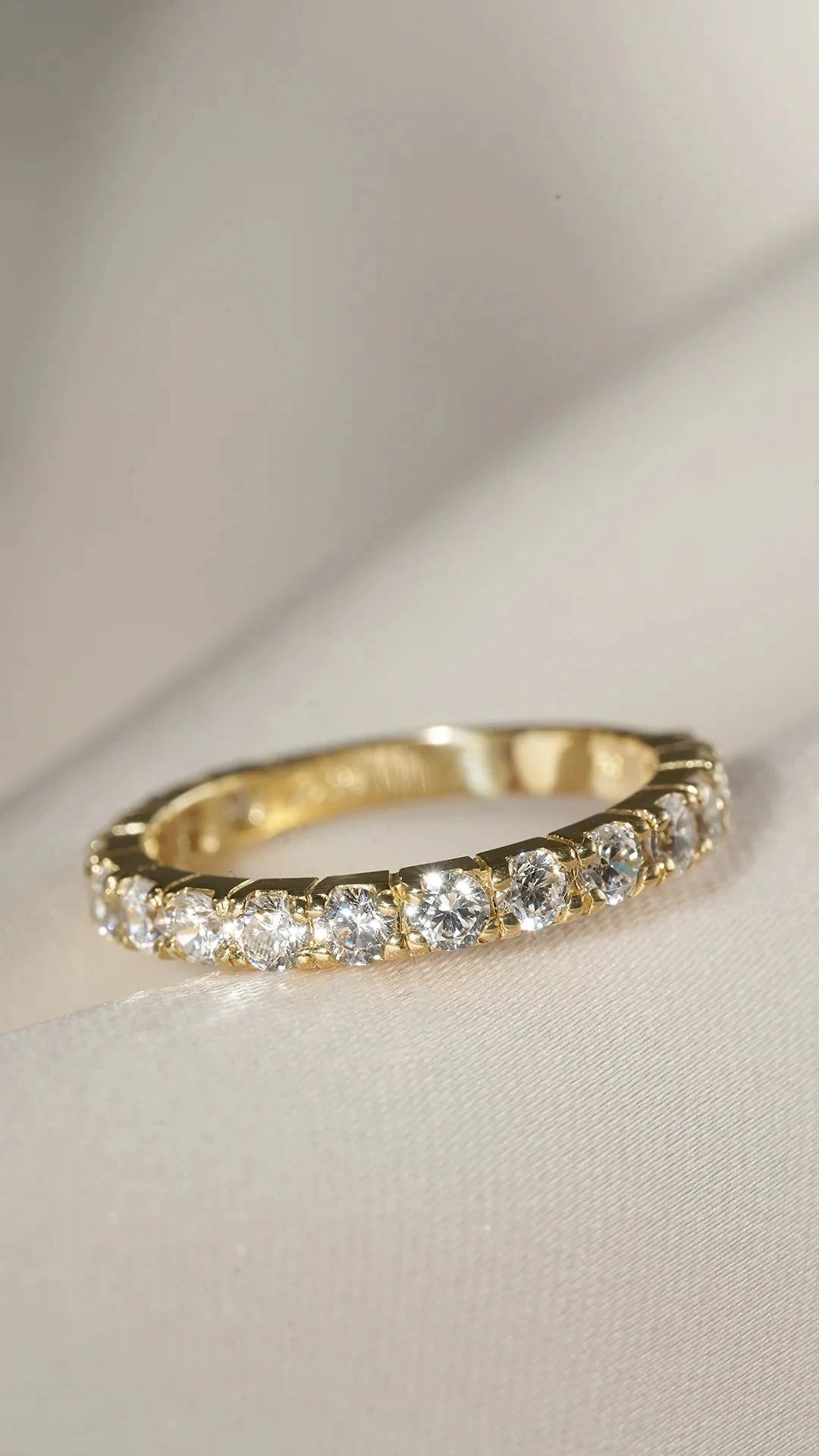 Fairy Lights Gold Plated Zircon Wedding Band - ARTSY SILVER