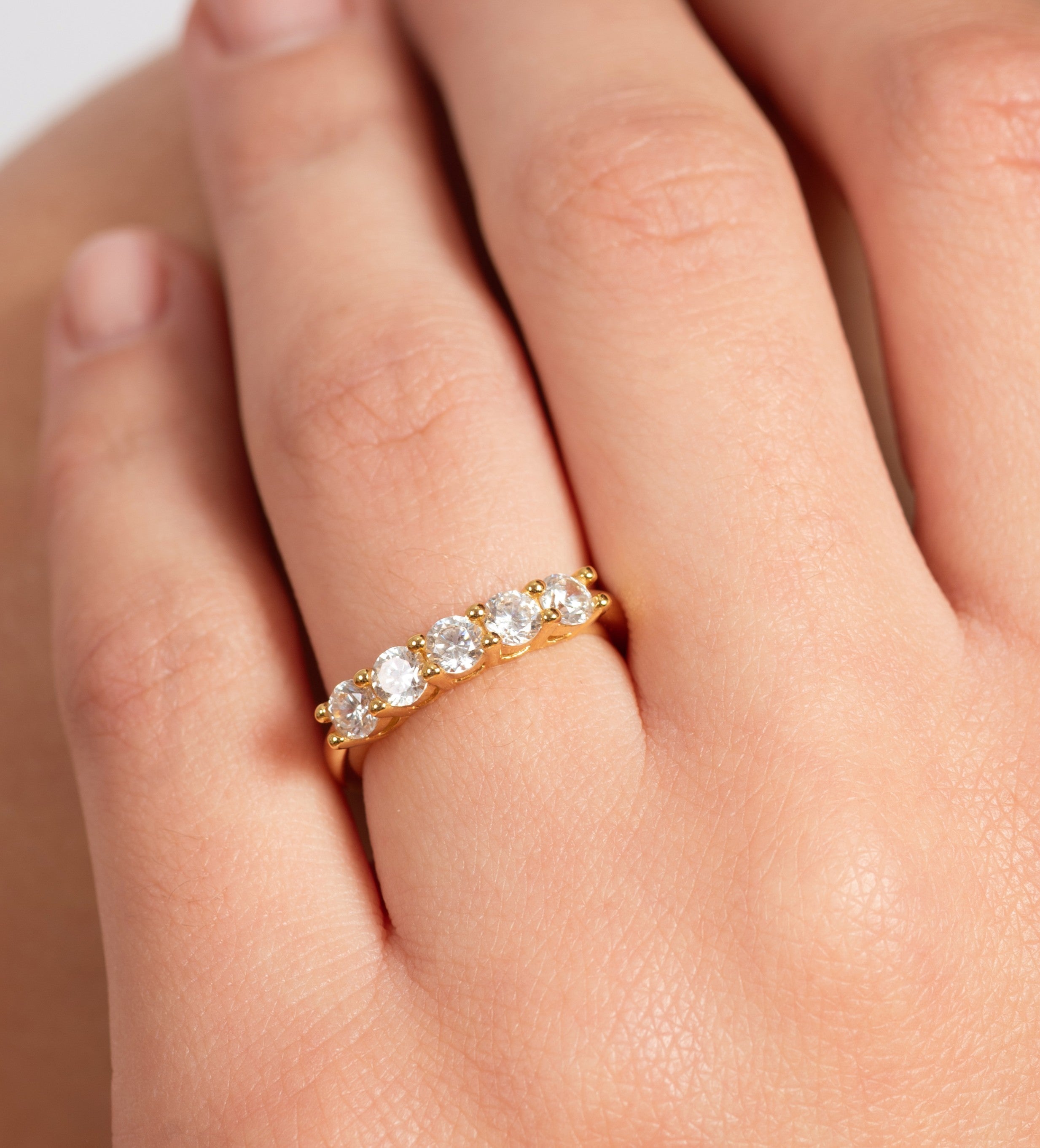 Fairy Lights Gold Plated Zircon Wedding Band