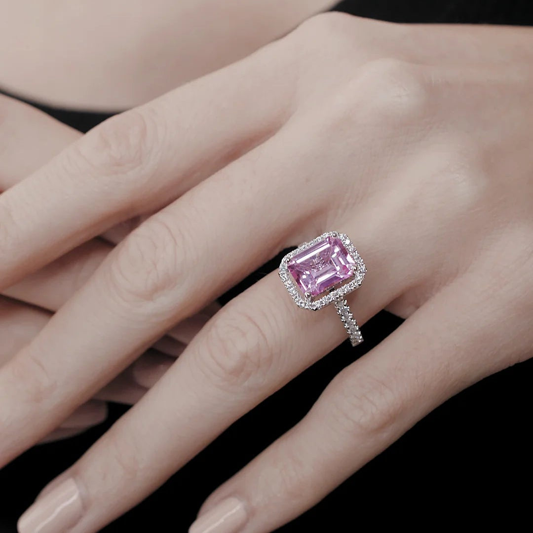 Fancy Pink Stone Ring - ARTSY SILVER