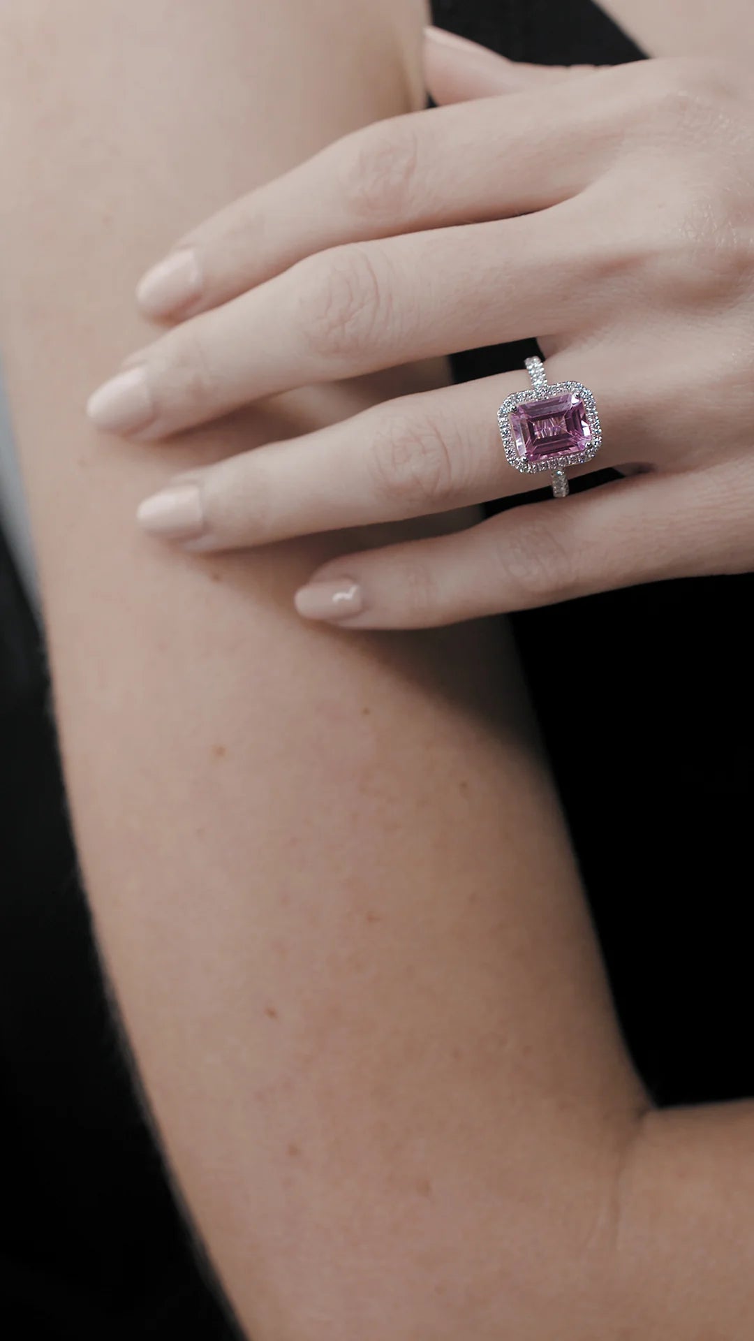 Fancy Pink Stone Ring - ARTSY SILVER