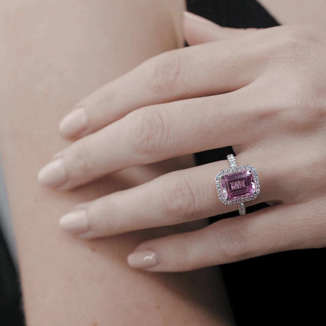 Fancy Pink Stone Ring - ARTSY SILVER