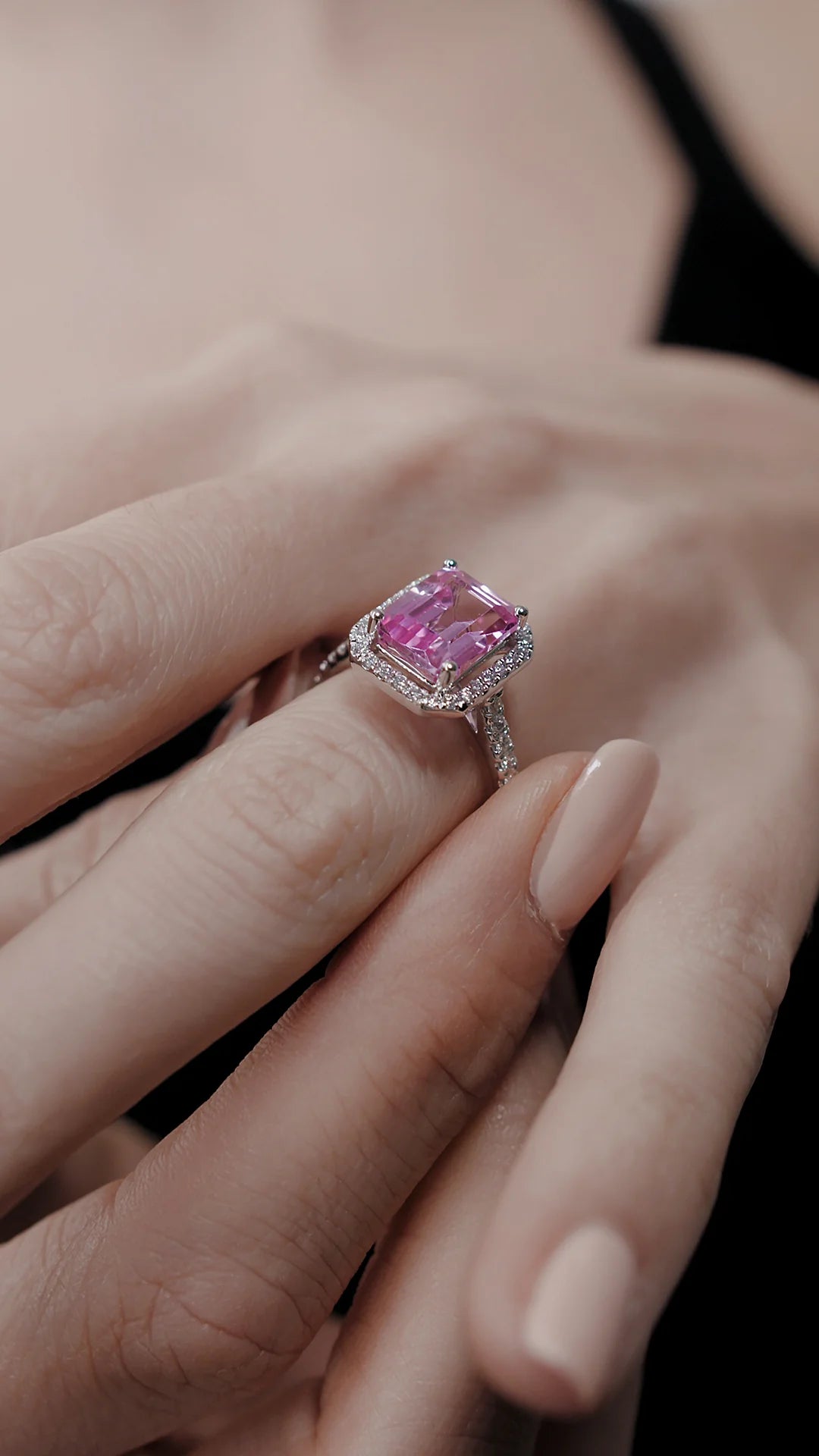 Fancy Pink Stone Ring - ARTSY SILVER