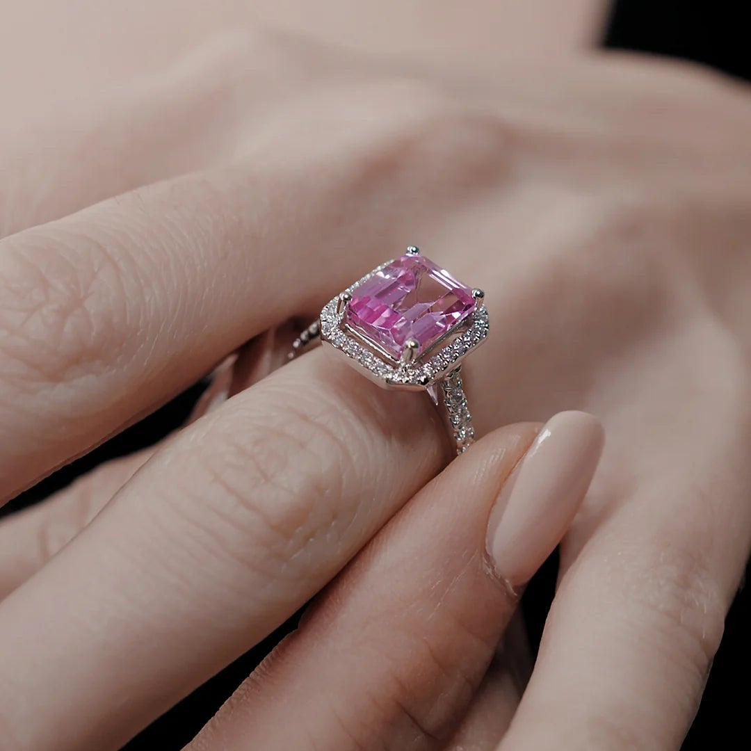 Fancy Pink Stone Ring - ARTSY SILVER