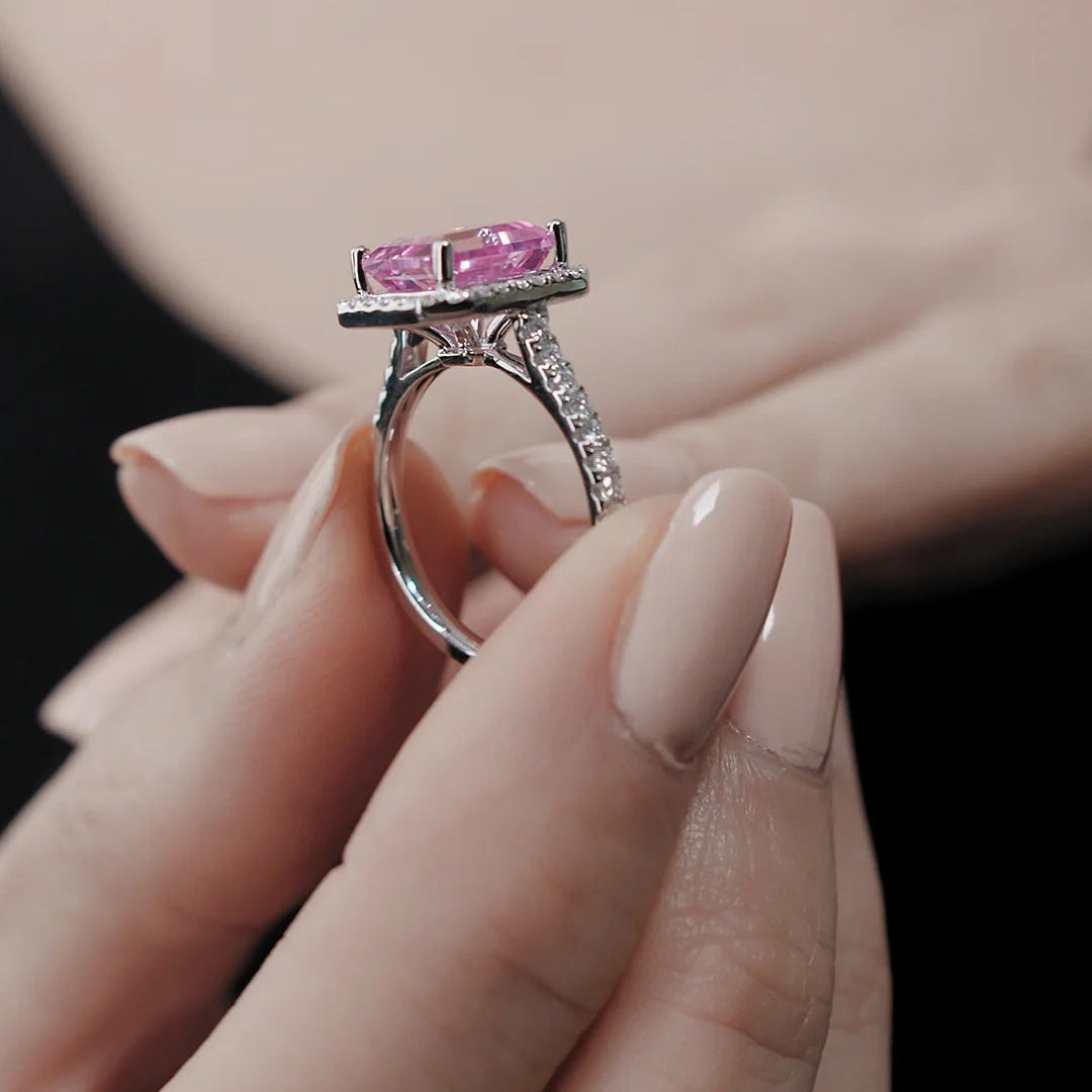 Fancy Pink Stone Ring - ARTSY SILVER