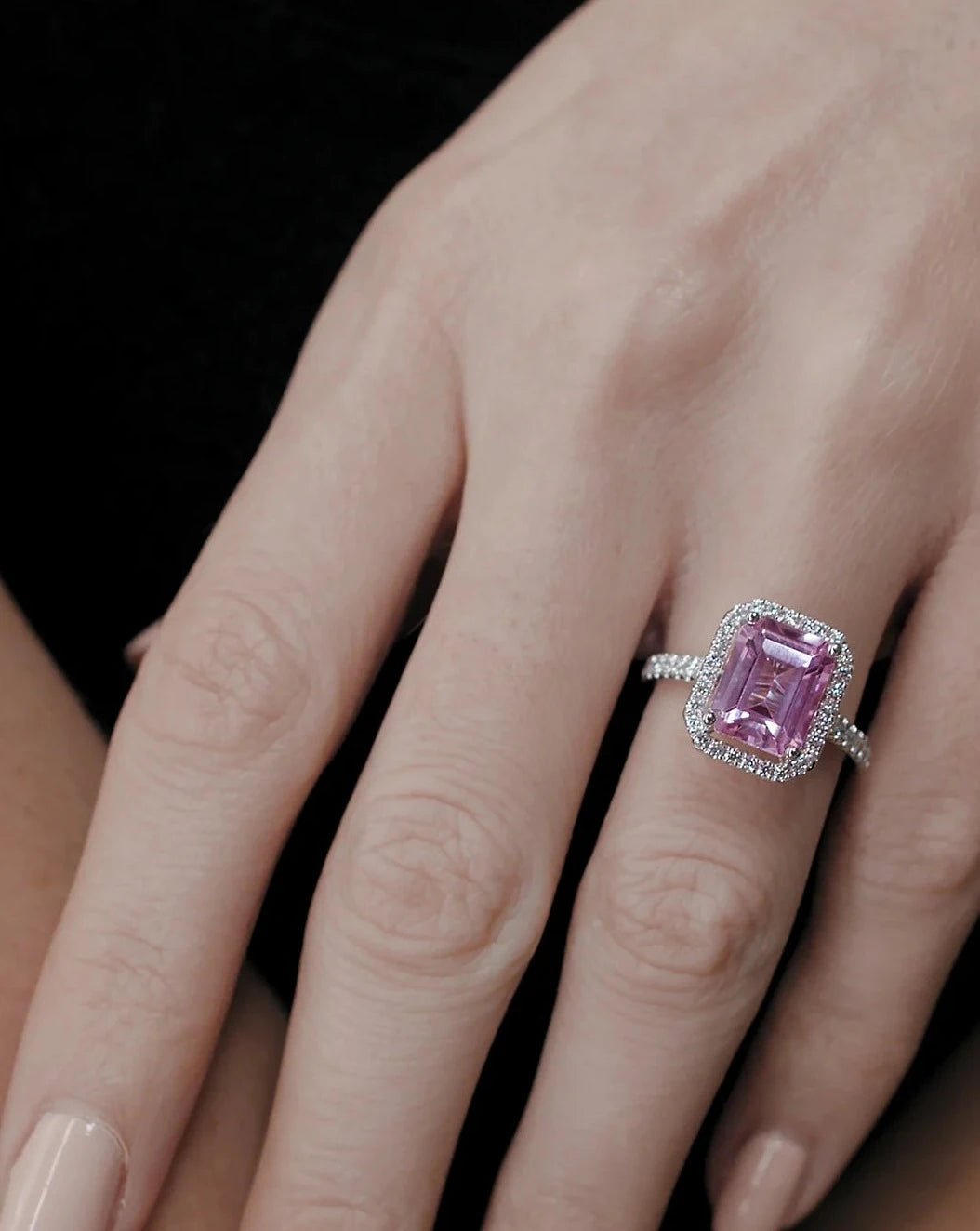 Fancy Pink Stone Ring - ARTSY SILVER