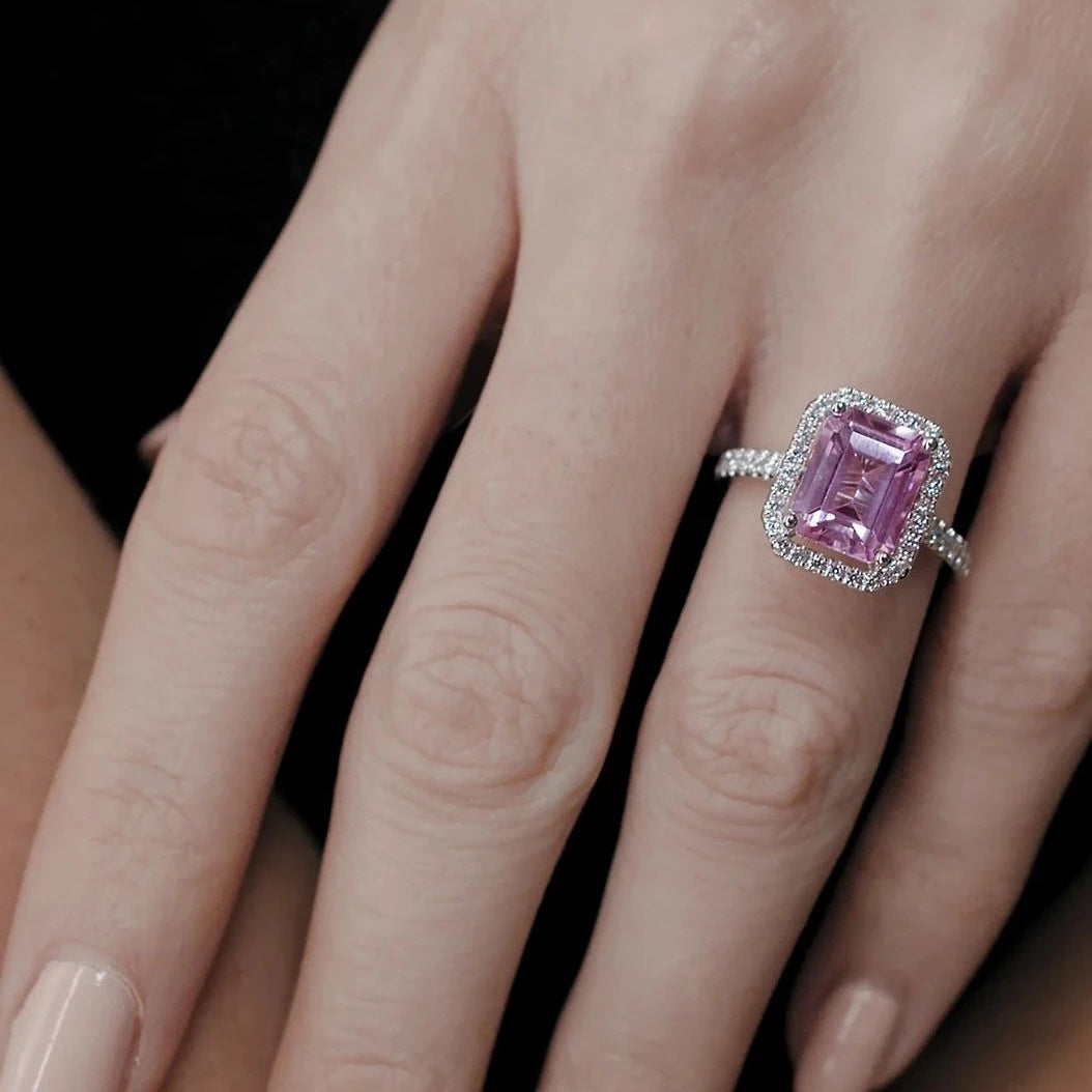 Fancy Pink Stone Ring - ARTSY SILVER