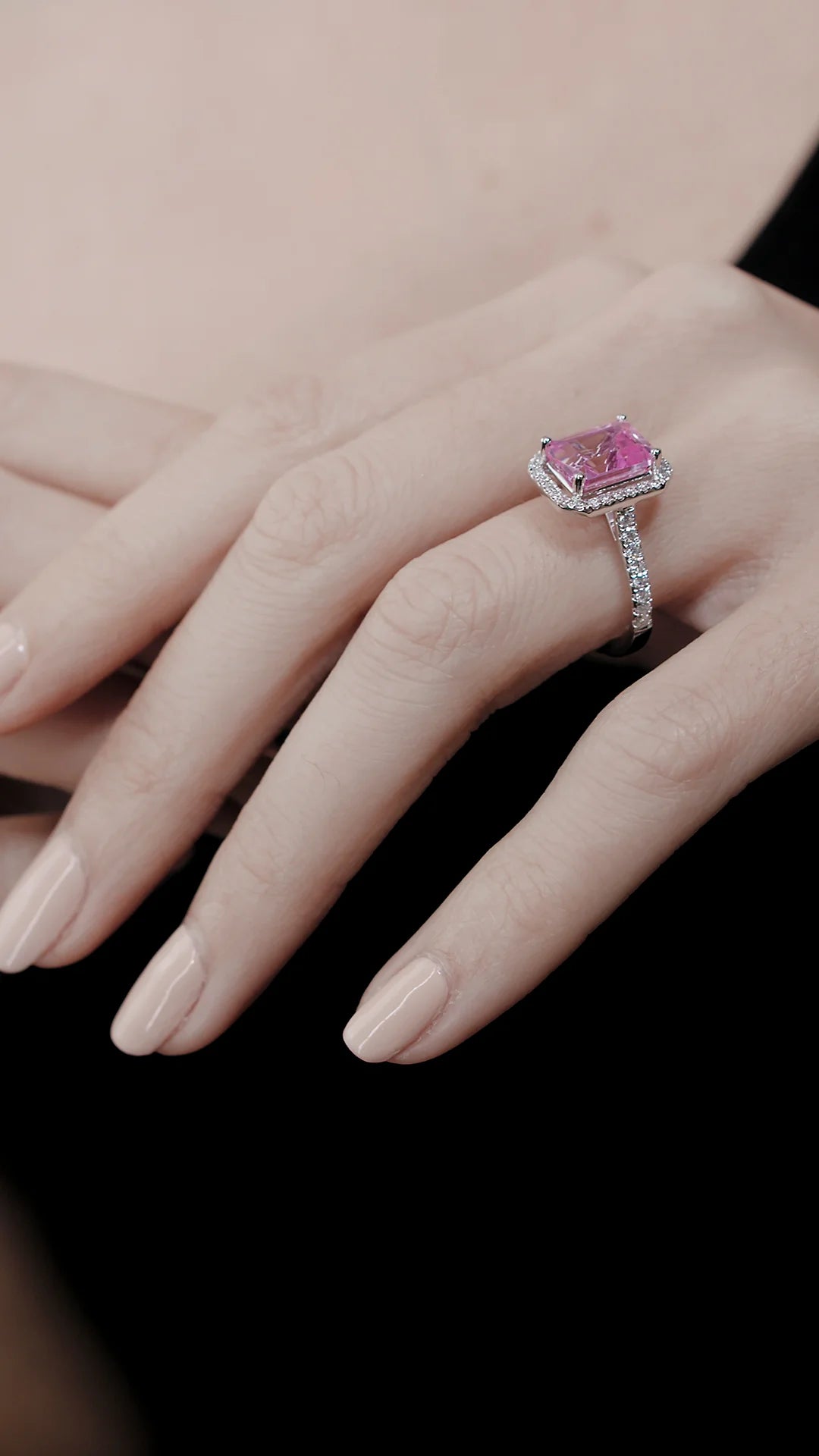 Fancy Pink Stone Ring - ARTSY SILVER