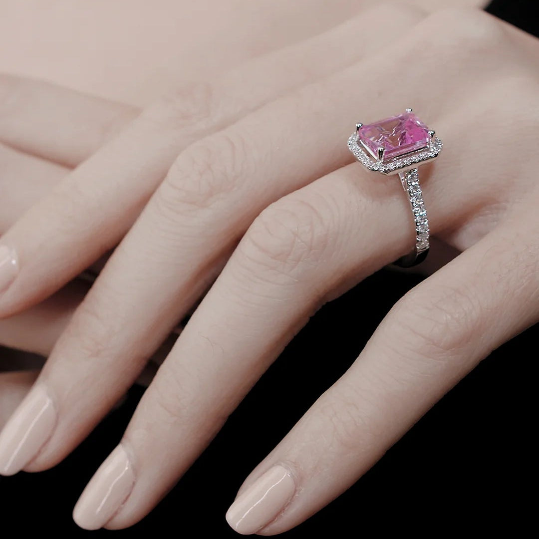 Fancy Pink Stone Ring - ARTSY SILVER