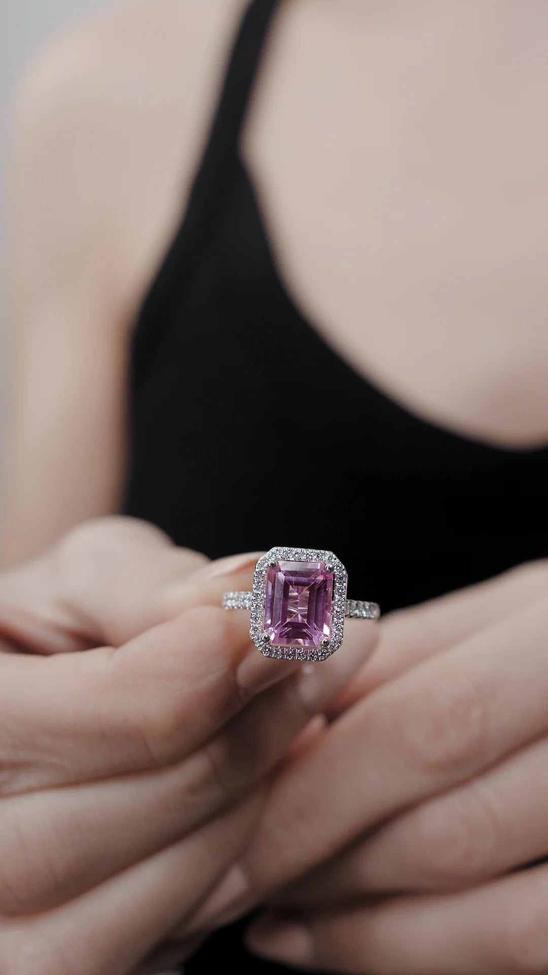 Fancy Pink Stone Ring - ARTSY SILVER