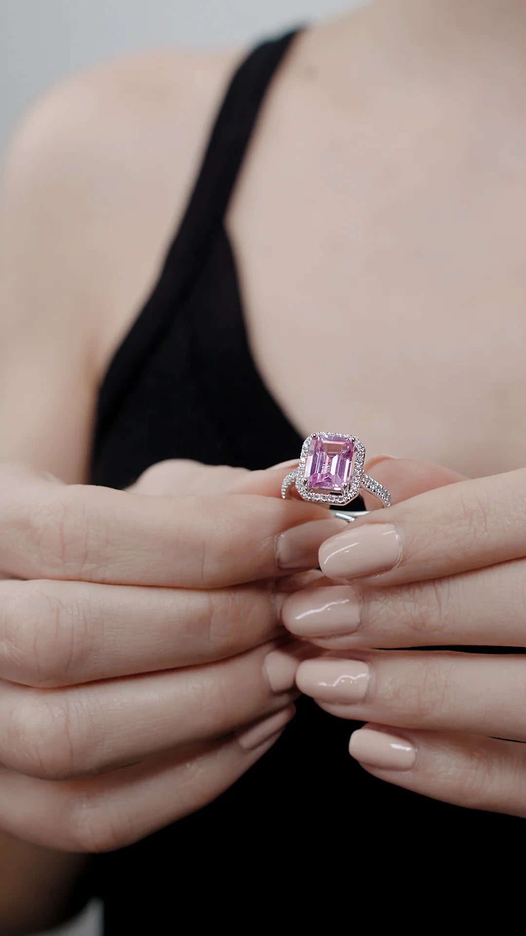 Fancy Pink Stone Ring - ARTSY SILVER