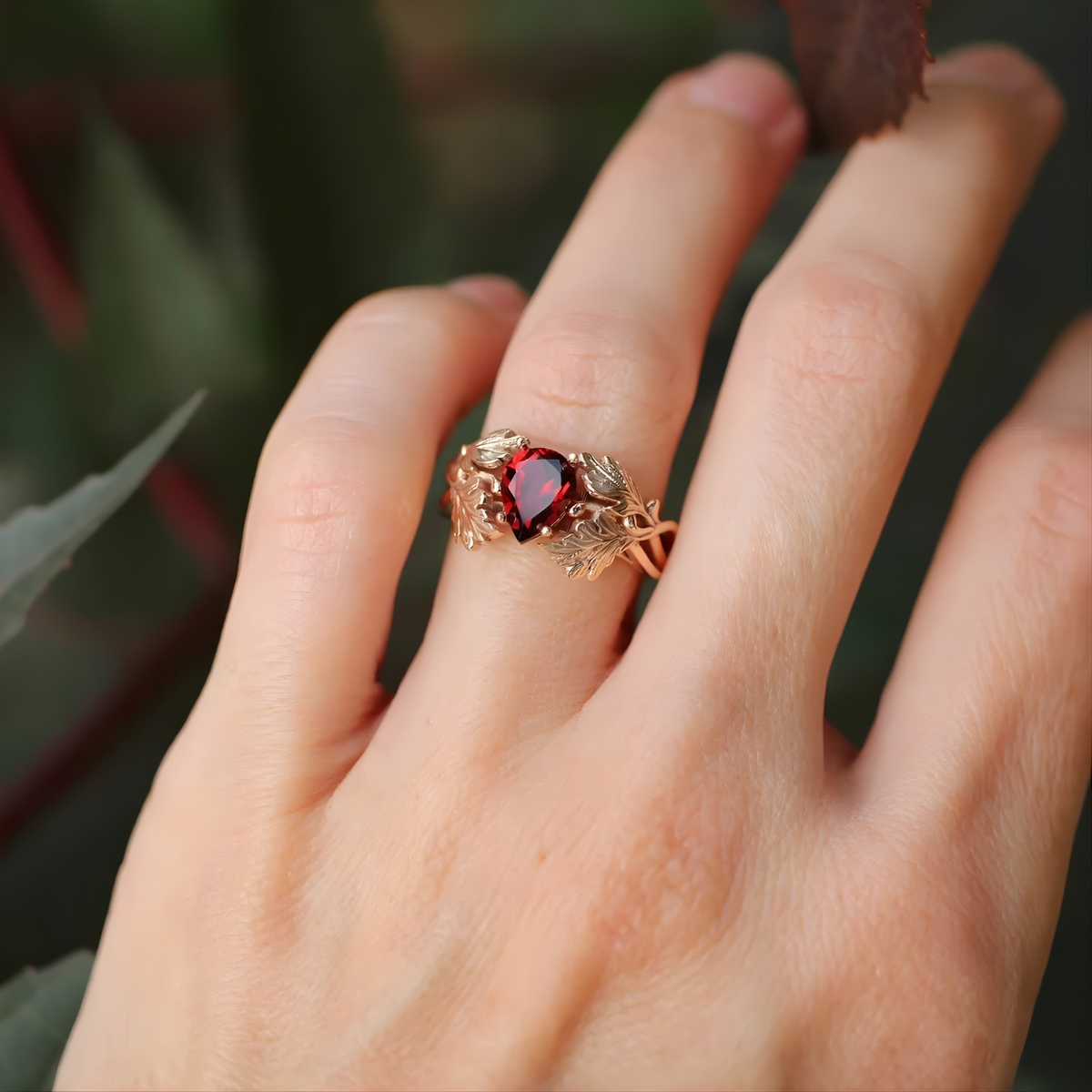 Fiery Garnet Gem Ring
