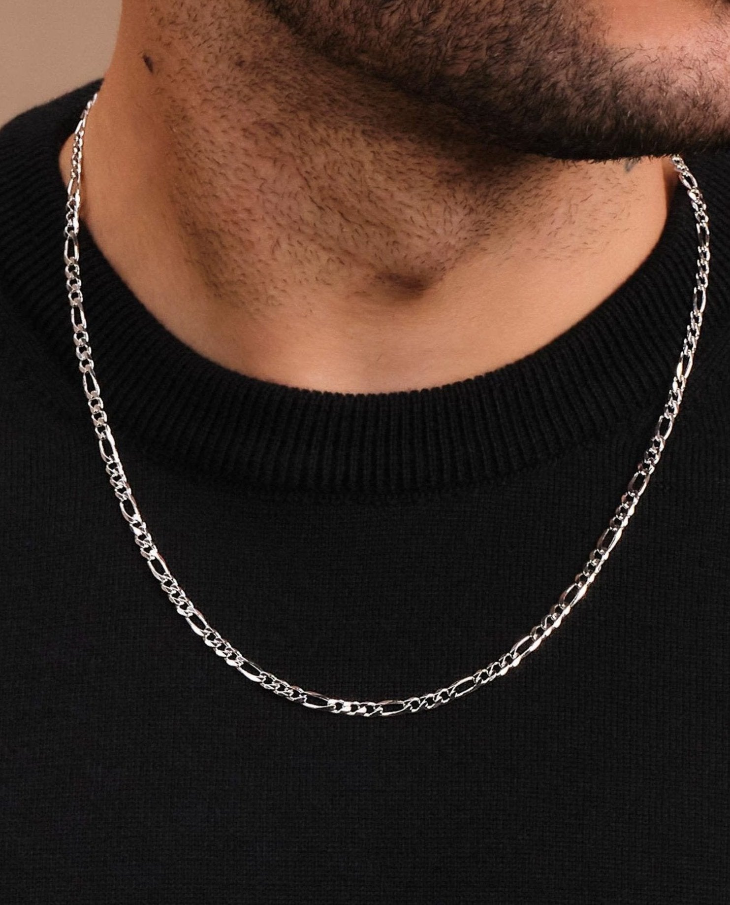 Figaro-Link-Chain-4mm-Silver