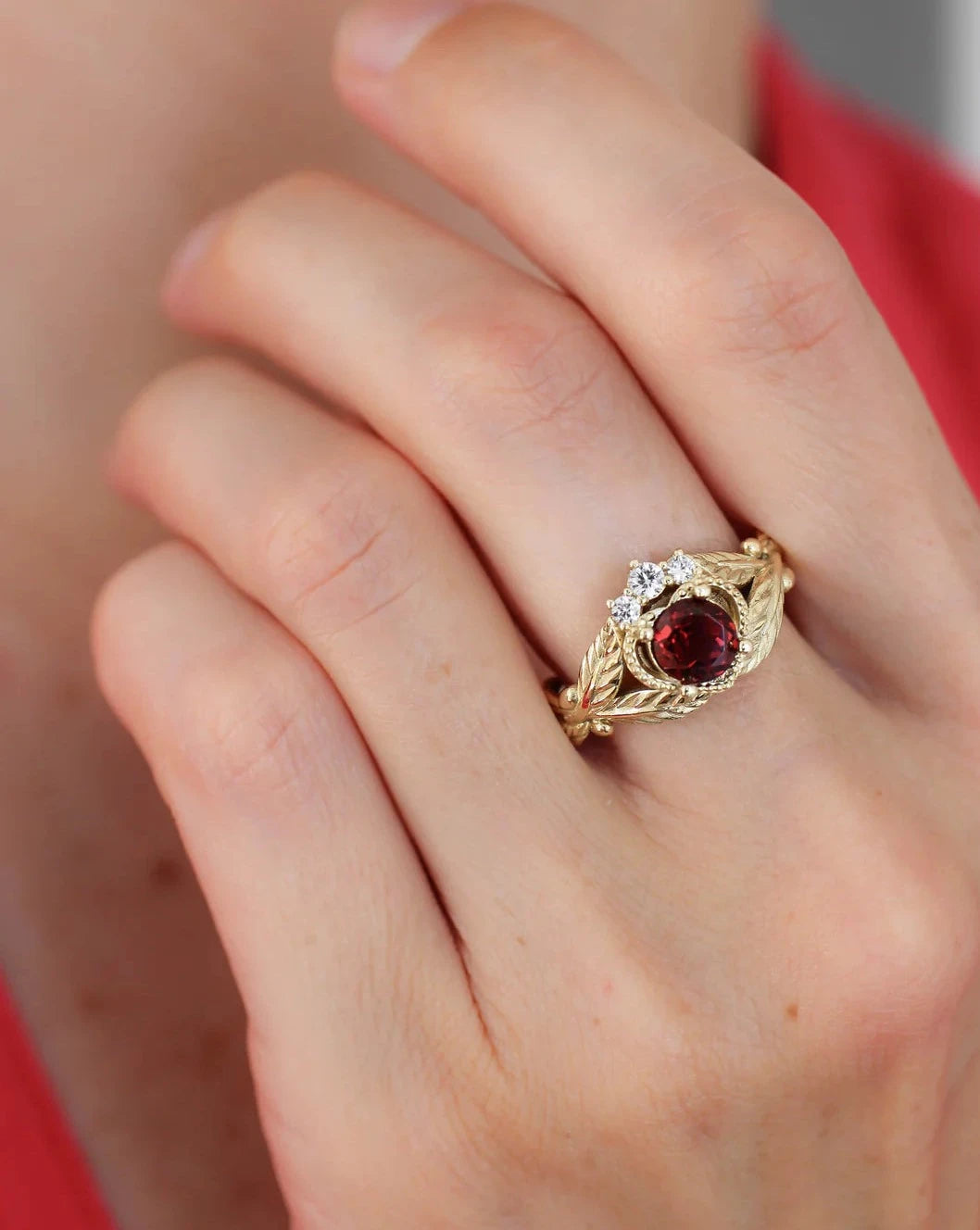 Garnet Stone Heart Ring