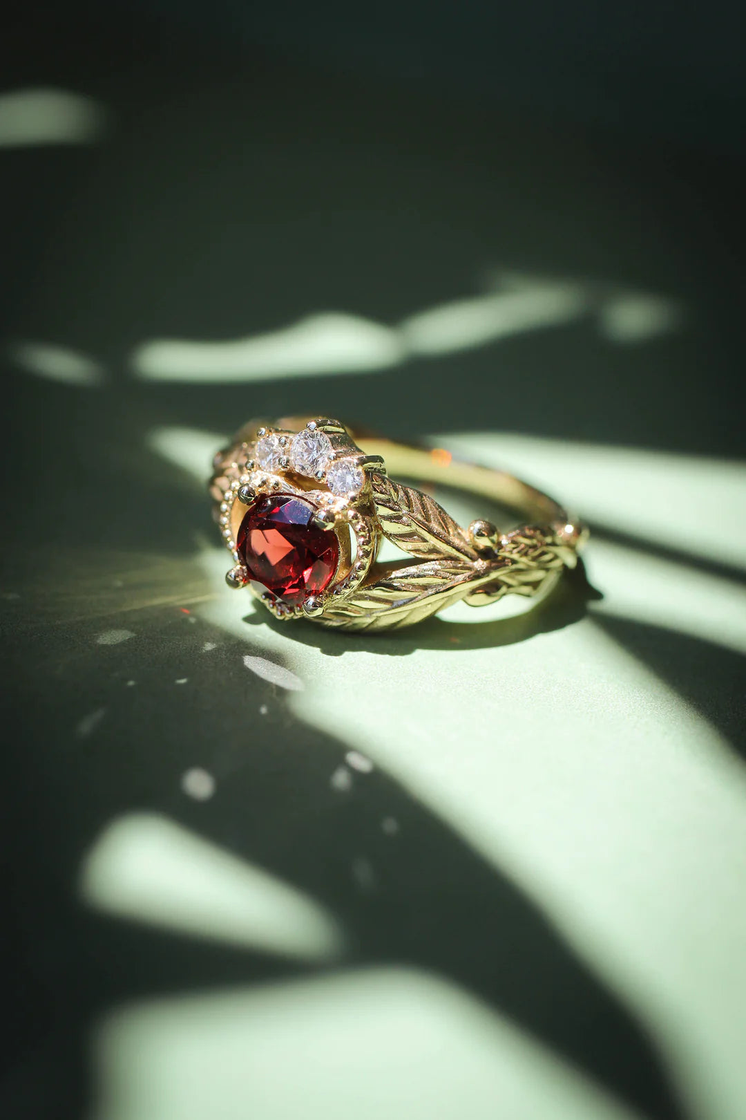 Garnet Stone Heart Ring