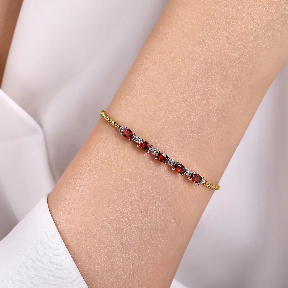 Garnet Crimson Pave Bangle - ARTSY SILVER