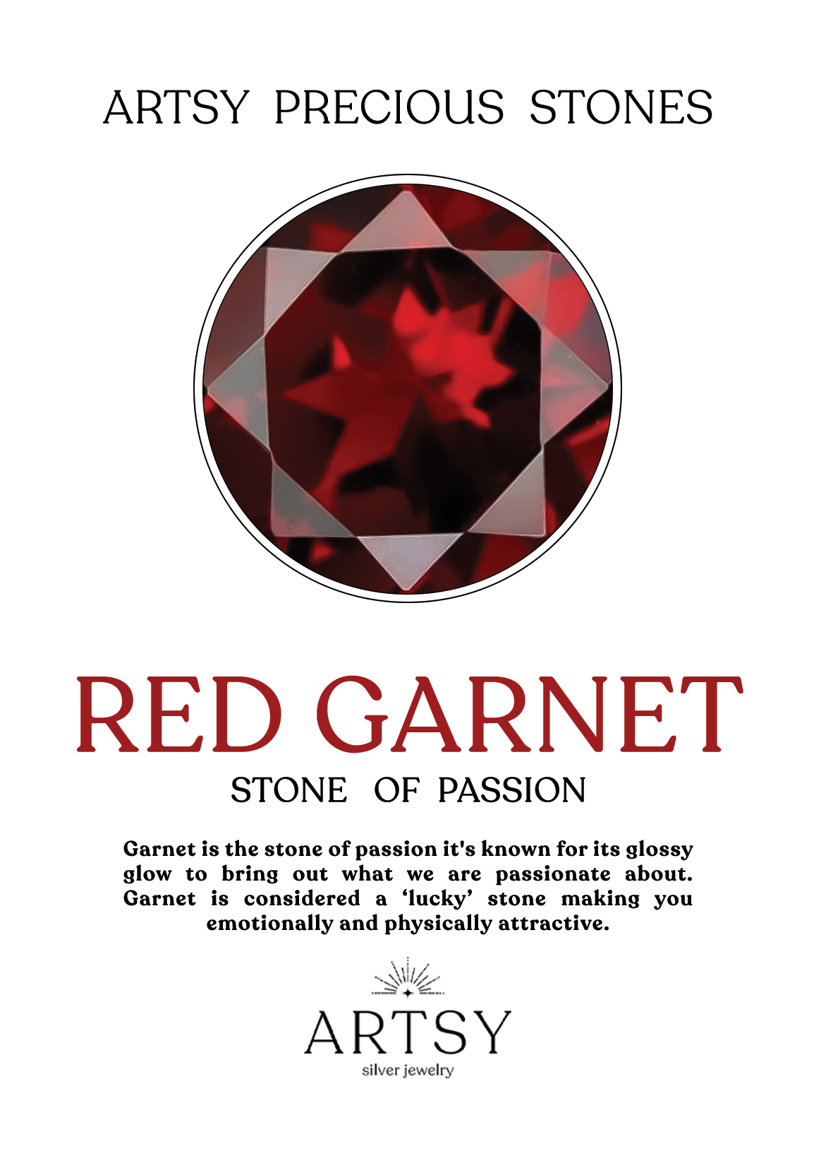 Red Garnet Leaves Ring