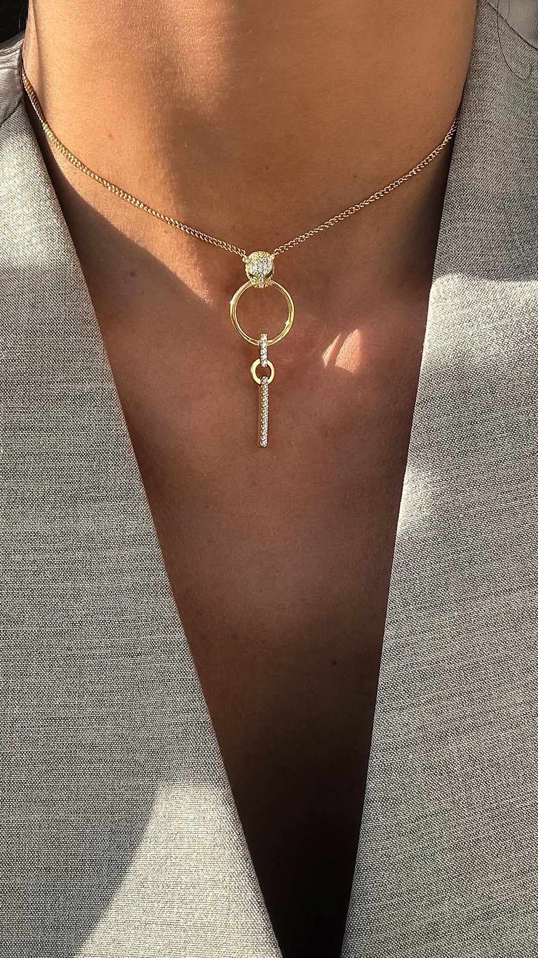 Gold Circle Dangle Tiger Necklace - ARTSY SILVER