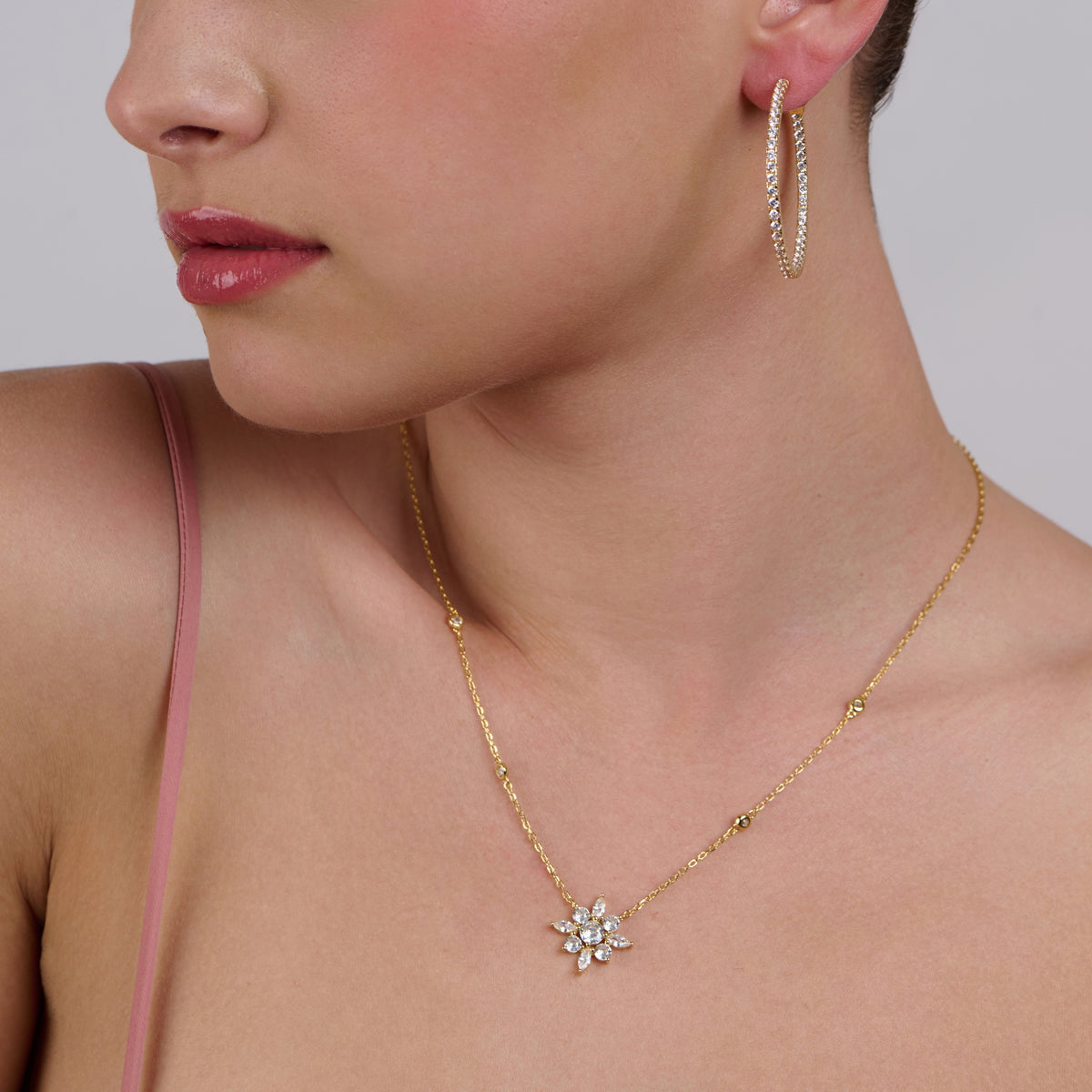 Gold Shine Necklace And Earrings Set