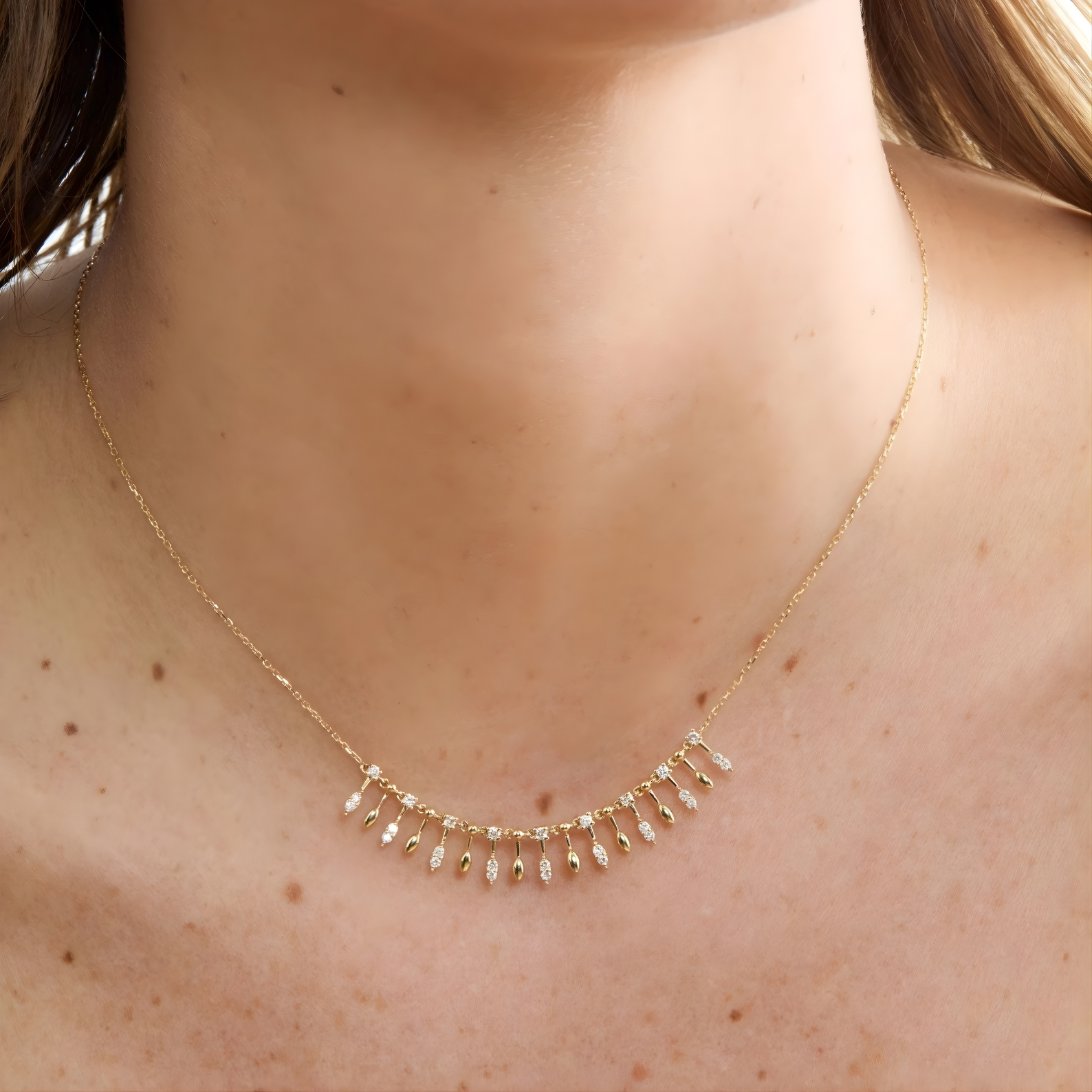 Golden Cascade Marquise Necklace