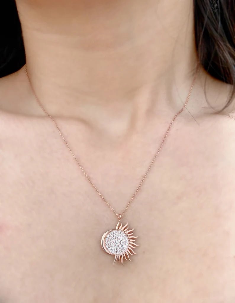 Half Sun Moon Necklace - ARTSY SILVER