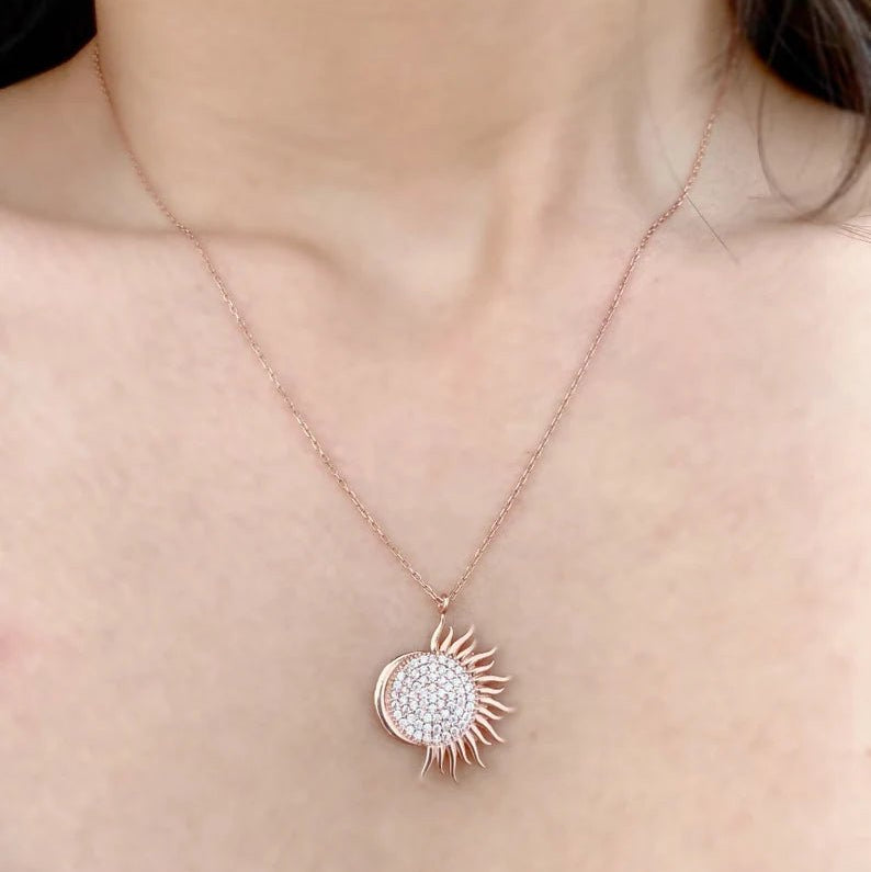 Half Sun Moon Necklace - ARTSY SILVER