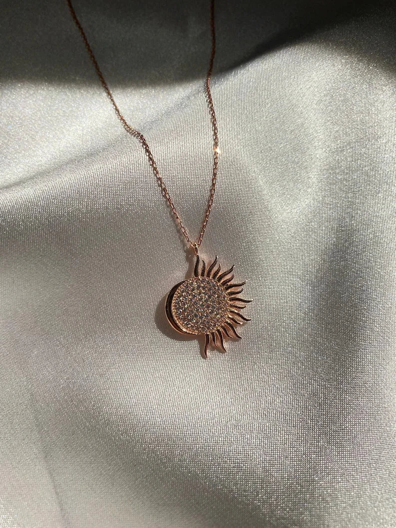 Half Sun Moon Necklace - ARTSY SILVER