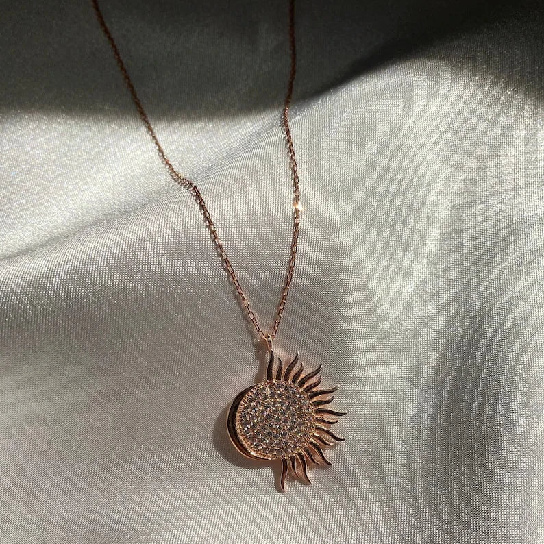 Half Sun Moon Necklace - ARTSY SILVER