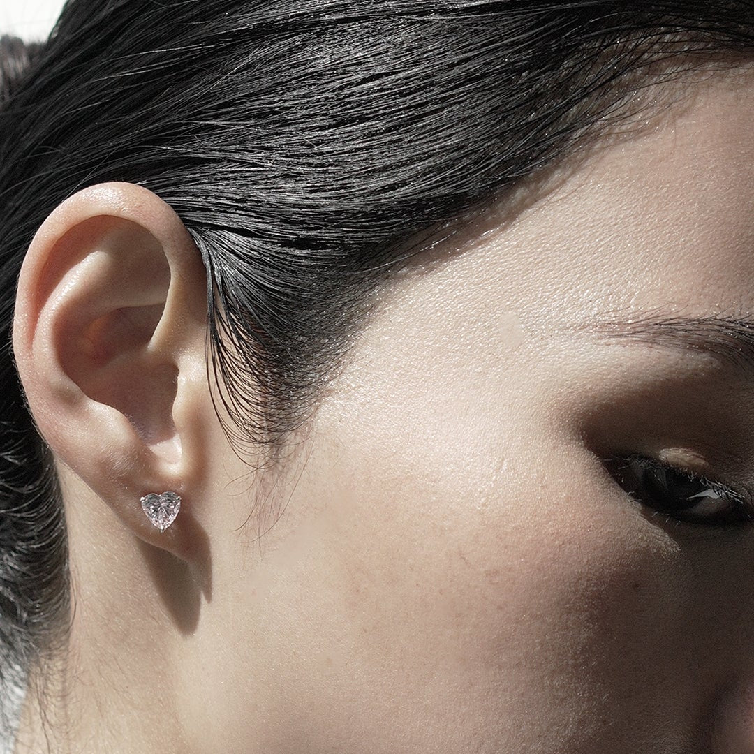 Heart Cut Zircon Stone Earrings - ARTSY SILVER