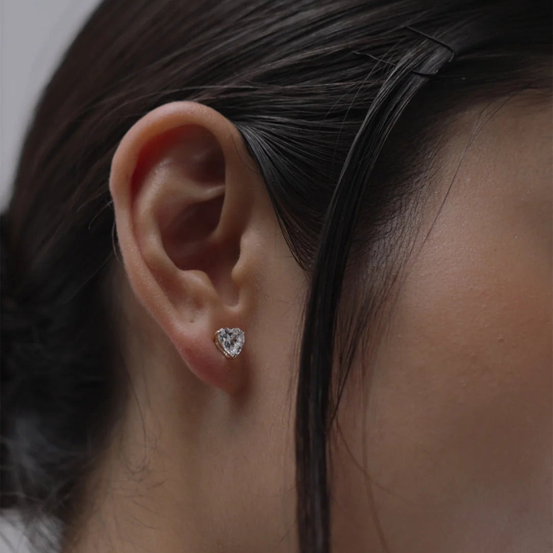 Heart Cut Zircon Stone Earrings - ARTSY SILVER