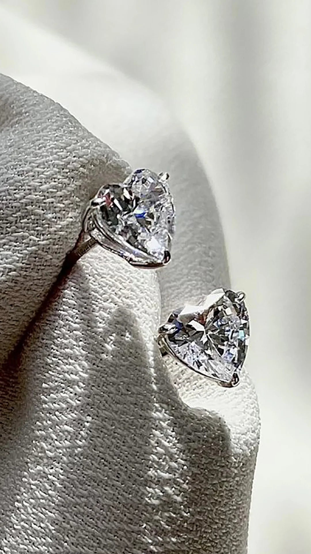 Heart Cut Zircon Stone Earrings - ARTSY SILVER