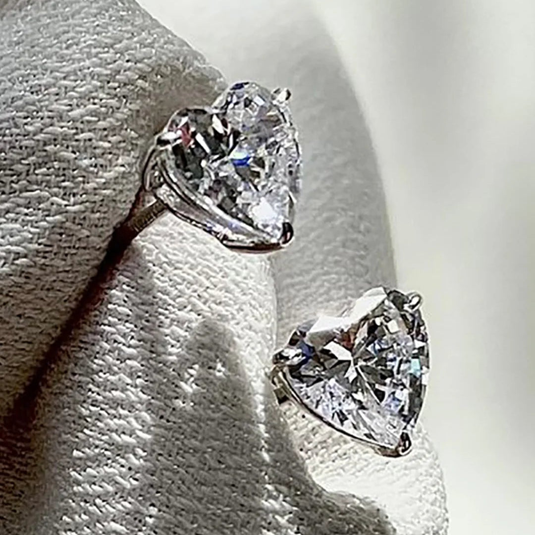 Heart Cut Zircon Stone Earrings - ARTSY SILVER
